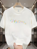 Men's T-Shirt Colorful Pastel Rainbow Musical Notes Dancing Across White Shirt