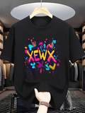 Men's T-Shirt Vivid Neon Brushstrokes With Abstract Shapes Around Bold XEWX