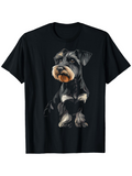 Men's T-Shirt Hand Drawn Realistic Fur Detail Black And Brown Schnauzer Dog