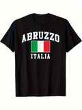 Men's T-Shirt Abruzzo Italia Tricolor Flag With Simple Heritage Design Shirt