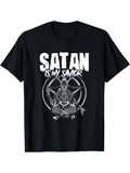 Men's T-Shirt Satan Is My Savior Dark Occult Symbol With Mystical Goat Figure