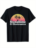 Men's T-Shirt Sunshine Electronics Retro Sunset With Palm Trees Birds Graphic