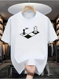 Men's T-Shirt Simple Chessboard With Knight And Pawn Under Graphic Shadow