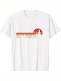Men's T-Shirt Retro Sunset Gradient With Pine Trees Reflected On Water