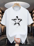 Men's T-Shirt Abstract Black Ink Splashes With Bold Shattered Edges Star