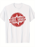 Men's T-Shirt Addis Ababa Vintage Red Grunge Stamp With City Landmark Silhouette