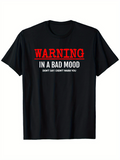 Men's T-Shirt Warning Bold Red Lettering Statement With Sharp Block Typography Shirt