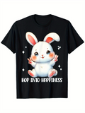 Men's T-Shirt Hop Into Happiness With Blushing Cartoon Bunny And Playful Star Details Bunny