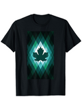 Men's T-Shirt Geometric Blue Green Abstract Layers Framing Maple Leaf