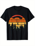 Men's T-Shirt Falling Sun Rays With Parachuter Silhouetted Against Sunset Forest