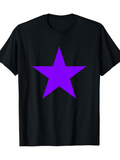 Men's T-Shirt Vivid Purple Star On Midnight Black T Shirt