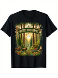 Men's T-Shirt Protect Our Forest Majestic Deer Standing In Lush Green Pine Woodland