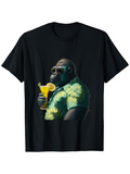 Men's T-Shirt Tropical Shirt Wearing Gorilla Holding Lemon Cocktail