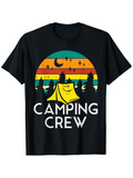 Men's T-Shirt Camping Crew Under Colorful Sunset Sky With Trees And Tent