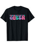 Men's T-Shirt Procrastination Queen Vibrant Multicolor Retro Funky Letters On Soft Cotton T Shirt