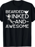 Men's T-Shirt Bearded Inked And Awesome With Tattoo Machine Illustration Beard Icon