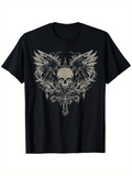 Men's T-Shirt Dark Gothic Wings With Ornate Patterns Behind Malevolent Skull