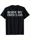 Men's T-Shirt Body By Fried Clams Bold Typeface On Classic Black Shirt