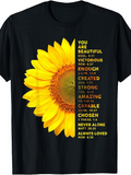 Men's T-Shirt Bright Sunflower With Motivational Christian Bible Quotes And Verses