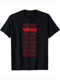 Men's T-Shirt Red Repeated Bold Lettering With Modern Zodiac Virgo Text