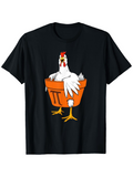 Men's T-Shirt White Chicken Sitting In Orange Bucket With Painted Markings