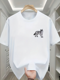 Men's T-Shirt Monochrome Woodland Sketch Shaded With Artistic Lines Wolf