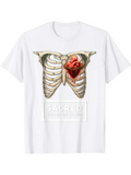 Men's T-Shirt Sacred Heart Of Jesus Surrounded By Anatomical Rib Cage Graphic