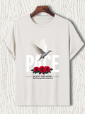 Men's T-Shirt Peace Dove With Red Roses Flying Over Bold Letters