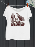 Men's T-Shirt Desert Landscape With Cactus And Rocks Under A Waiting Vulture