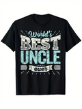 Men's T-Shirt Worlds Best Uncle Ever Vintage Distressed Lettering On Classic Black T Shirt