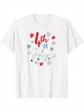 Men's T-Shirt Fourth Of July Stars And Festive Fireworks With Decorative Lettering