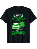 Men's T-Shirt Happy St Patrick's Day Birthday Cake Among Party Hats And Shamrock