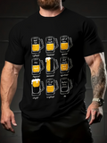 Men's T-Shirt Different Levels Of Beer Glasses With Playful Illustrations And Text Beer Mug
