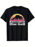 Men's T-Shirt Raccoons And Vintage Sunset Style With Sport Inspired Words Raccoon