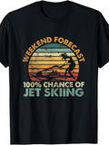 Men's T-Shirt Weekend Forecast Vintage Sunset With Water And Silhouette Of Person Jet Skiing
