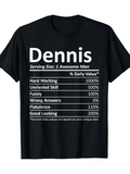 Men's T-Shirt Dennis Funny Daily Value Chart Black Text Awesome Man Shirt
