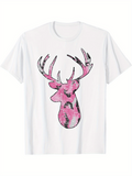 Men's T-Shirt Pink Camouflage Silhouette Surrounded By Subtle Patterns Deer