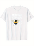 Men's T-Shirt Anatomy Diagram With Labeled Text Showing A Realistic Yellow Bee