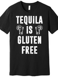 Men's T-Shirt Tequila Is Gluten Free With Citrus Slices And Glasses Of Shot Tequila