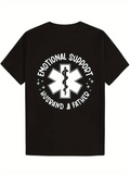 Men's T-Shirt Emotional Support Words With Medical Symbol Surrounded By Text And Star Accents T Shirt