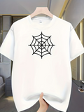 Men's T-Shirt Simple Black Lines Forming Centered Web Spiderweb