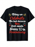 Men's T-Shirt Today We Celebrate Happy Anniversary With Wedding Rings Hearts Shirt