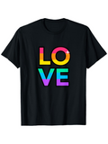 Men's T-Shirt Love Vibrant Rainbow Gradient Text Block Letters Design
