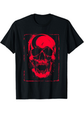 Men's T-Shirt Abstract Red Artistic Paint Texture With Grim Skull