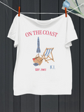 Men's T-Shirt On The Coast Deck Chair With Books Sun Umbrella And Glasses Beach