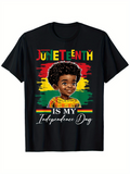 Men's T-Shirt Juneteenth Is My Independence Day With Colorful Flag Background And Smiling Young Child