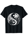Men's T-Shirt Mystical Balance With Black And White Wolves Forming Yin Yang Symbol