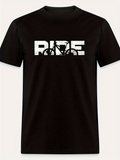 Men's T-Shirt Grunge Text With Bicycle Silhouette Under Bold Ride Word