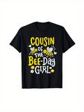 Men's T-Shirt Cousin Of The Bee Day Girl With Cute Yellow Bees And Happy Flowers