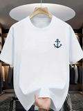Men's T-Shirt Minimalist Nautical Motif On Crisp Cotton Fabric Anchor